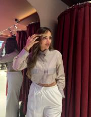 cep taş detaylı kısa  gömlek bej 3