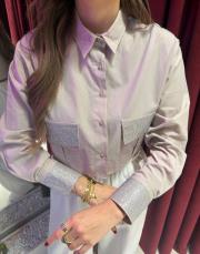 cep taş detaylı kısa  gömlek bej 4