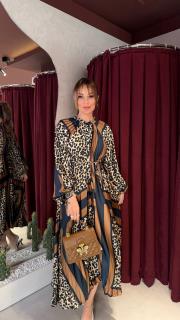 leopar elbise kahve lacivert