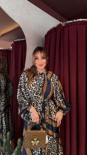 leopar elbise kahve lacivert 2