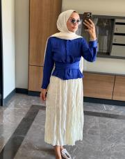 kırışık etek ekru 4