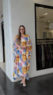 yarasa kol elbise mavi