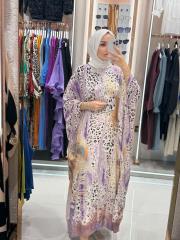 yarasa kol elbise mor