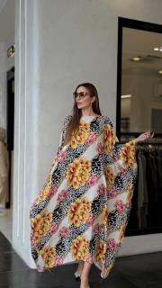 yarasa kol elbise sarı