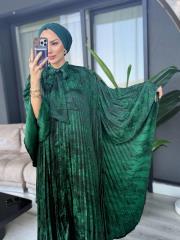 pelerin elbise siyah yeşil 3