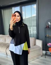 fileli tunik siyah yeşil 2