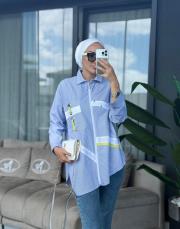 halka çizgi gömlek mavi/ beyaz