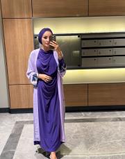 pareolu penye elbise mor