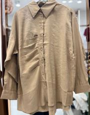 fırsat önü pliseli  gömlek kahve